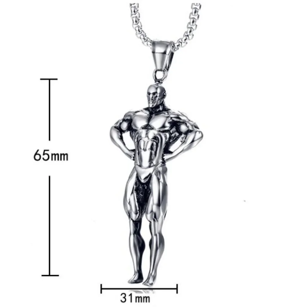 ❤️Retro surgical fitness muscle pendant necklace for women/men, N90201P184